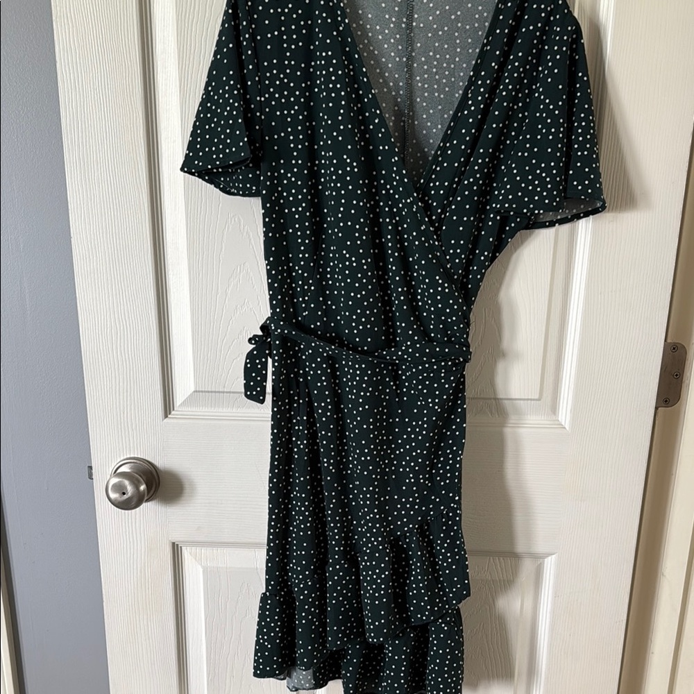 Elegant Black Polka Dot Wrap Dress